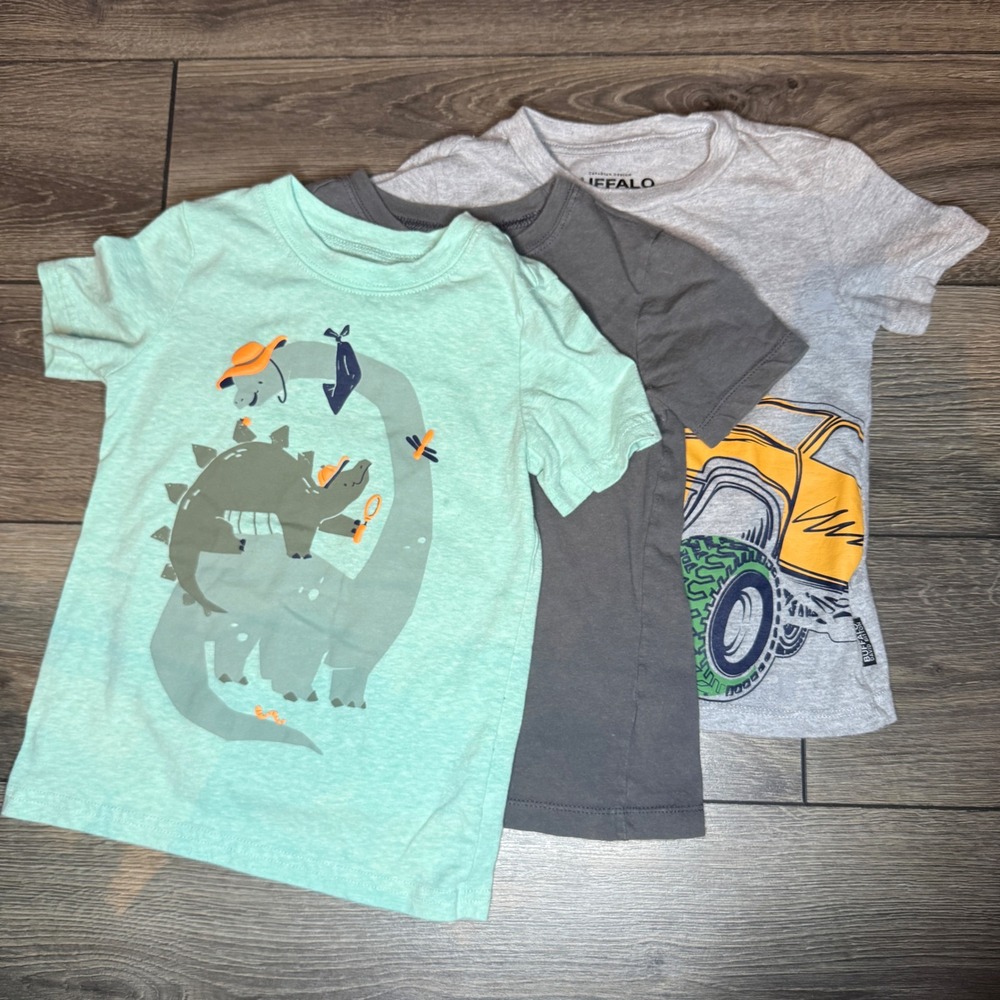 Carter's Buffalo David Bitton Boys 3T Graphic T-Shirt Bundle Dinosaur Truck 3pc